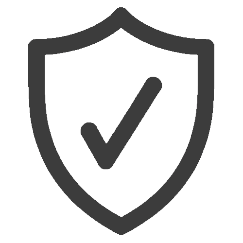 Black shield icon with a check mark