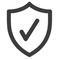 Black shield icon with a check mark